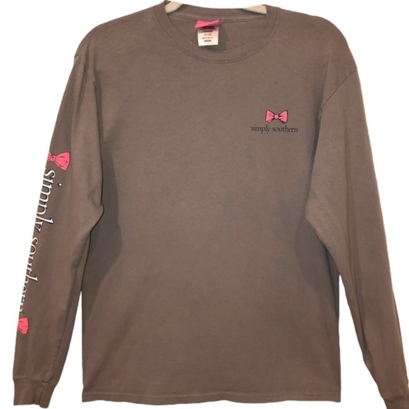 Simply SOUTHERN Grey and Pink Long Sleeve Cactus Graphic Tee Size Medium - Picture 1 of 5